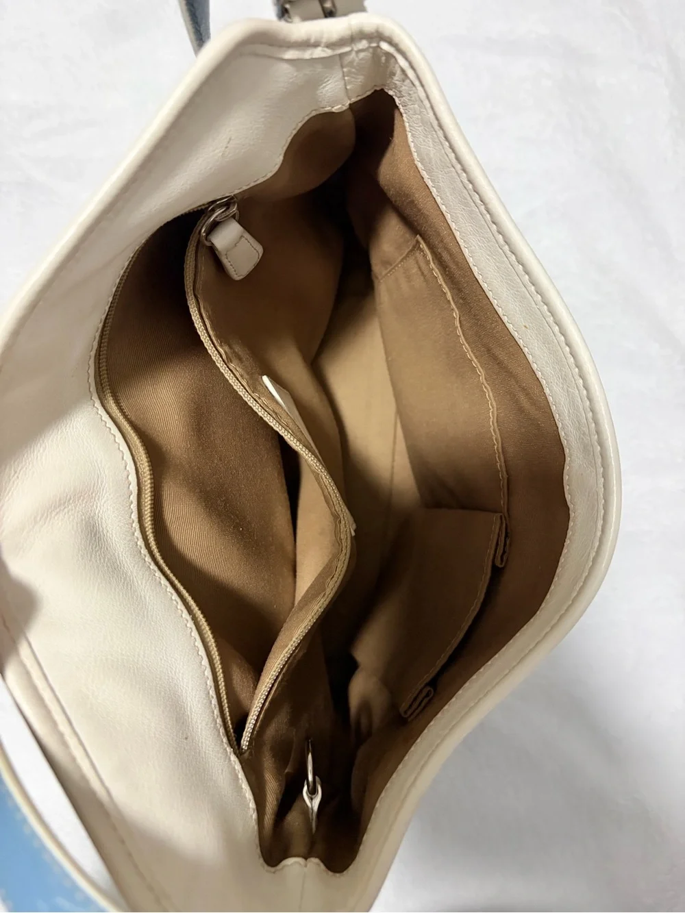 Coach Blue and Cream Leather Shoulder Bag